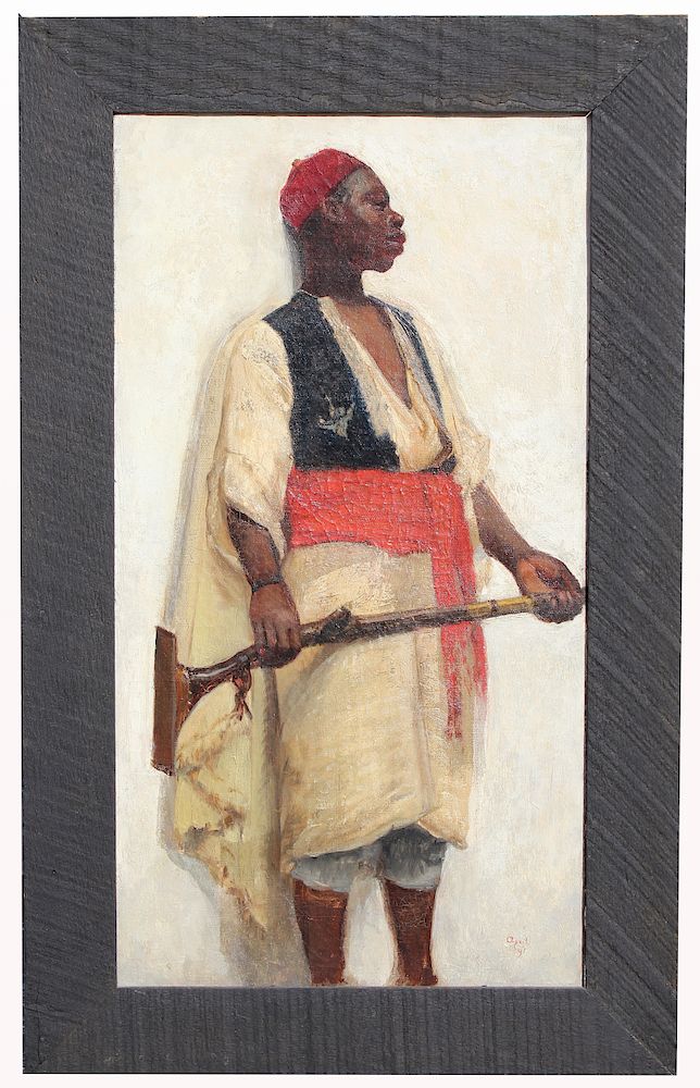 Appraisal: th C Orientalist Painting of a Guard th C Orientalist