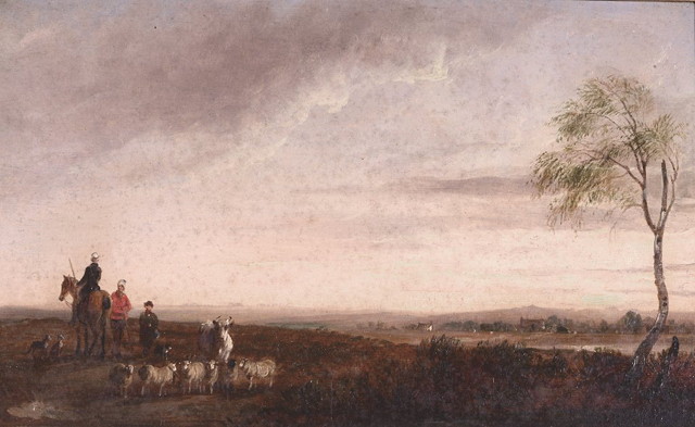 Appraisal: Edmund Bristow British - Landscape showing a shepherd and sheep