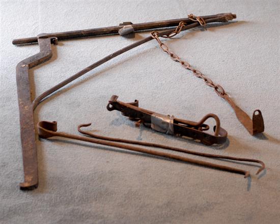 Appraisal: An th C Fireplace Crane and Accessories from a Alexandria