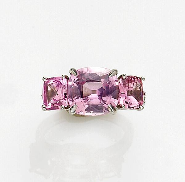 Appraisal: A pink sapphire and diamond ring Paolo Costagli cushion-cut pink