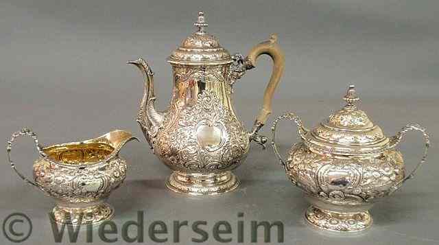 Appraisal: Three-piece George IV silver service by Hyam Hyams London each