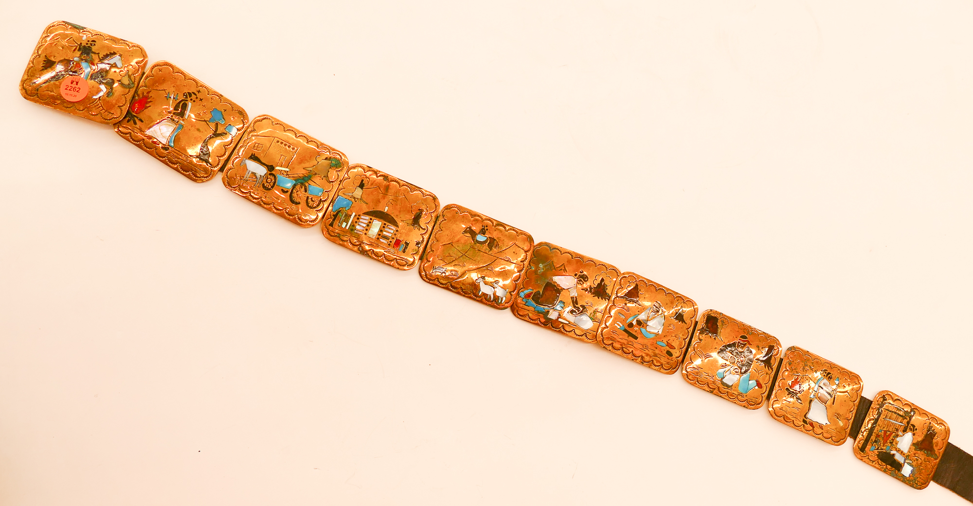 Appraisal: Bernard Begay SW Native Inlaid Stone Story Belt- ''