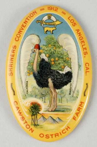 Appraisal: Oval Pocket Mirror Description Dated Advertising the Cawston Ostrich Farm