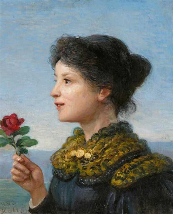 Appraisal: KOLLER RUDOLF Zurich Portrait of a girl with a rose