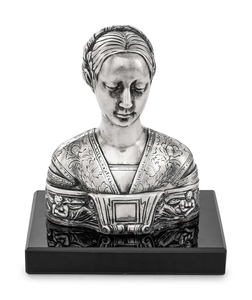 Appraisal: A German Silver Portrait Bust A German Silver Portrait Bust