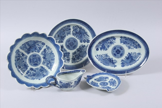 Appraisal: SIX PIECES CHINESE FITZHUGH BLUE AND WHITE PORCELAIN late th