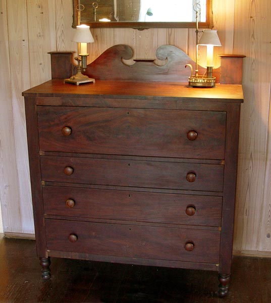 Appraisal: SHERATON CROTCH MAHOGANY CHEST OF DRAWERS Richly grained mahogany veneer