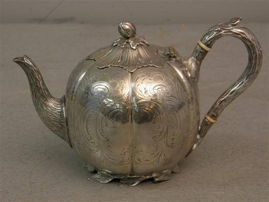 Appraisal: Prince's plate 'melon' teapot by Mappin Webb with melon finial