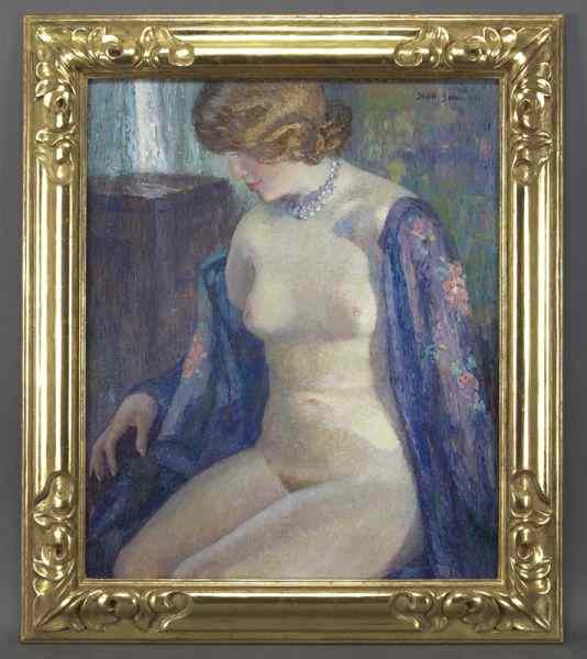 Appraisal: Sigurd Skou ''Nude in an Interior'' oil on canvasboard Signed