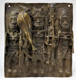 Appraisal: African Bronze Relief Tribal Plaque AFRICA TH CENTURY An African