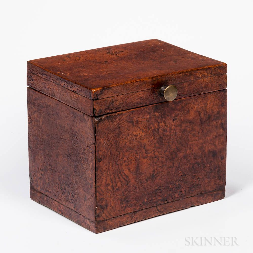 Appraisal: Burl Lift-top Box Burl Lift-top Box th century the rectangular