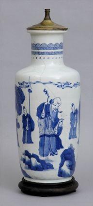 Appraisal: CHINESE BLUE AND WHITE VASE MOUNTED AS A LAMP With