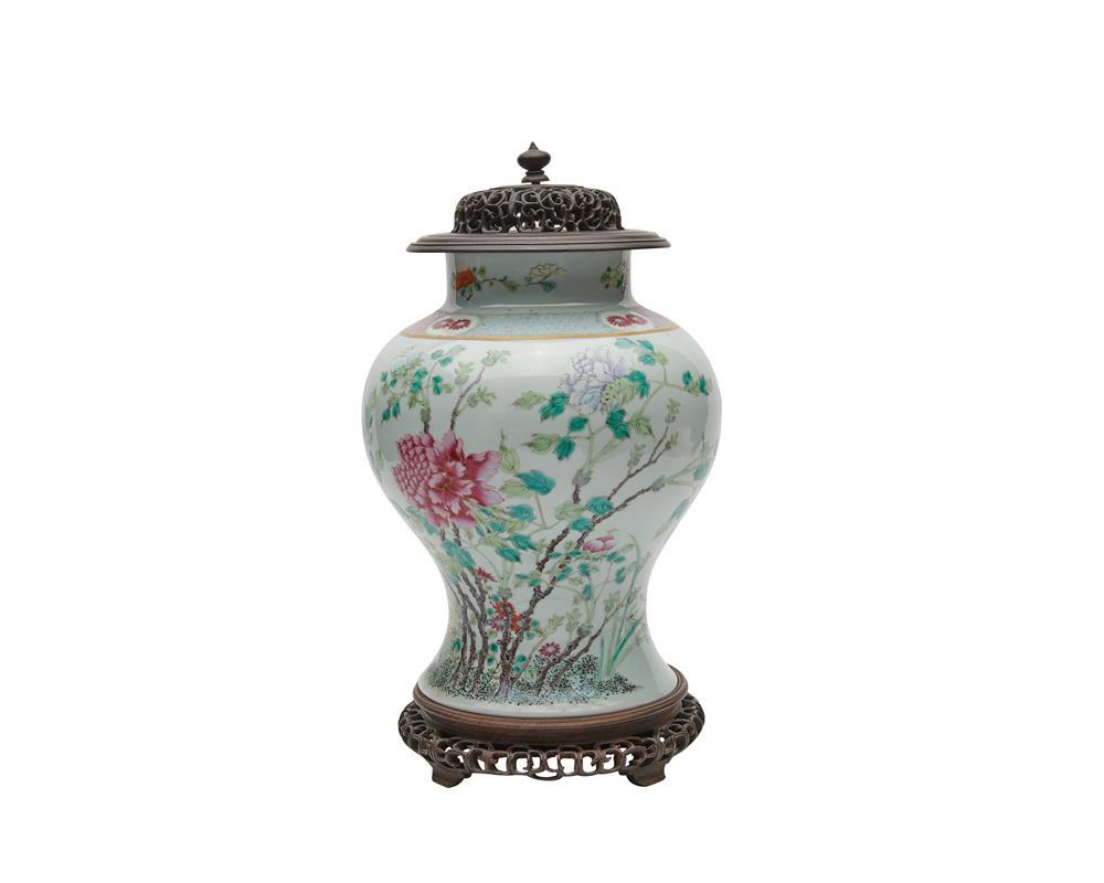 Appraisal: Chinese Famille Rose Ginger Jar th century bearing blue double