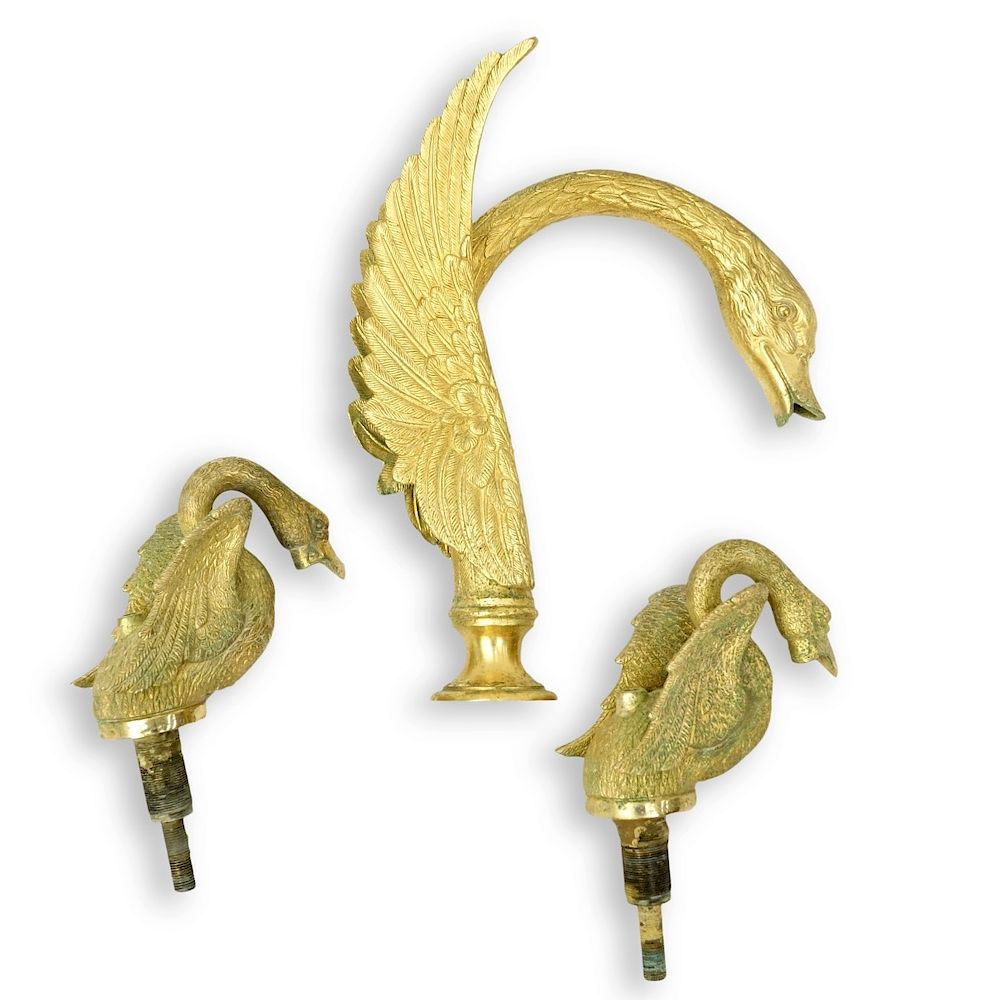 Appraisal: Yordan's Inc K Gold Plated Bronze Swan Spout Yordan's Inc