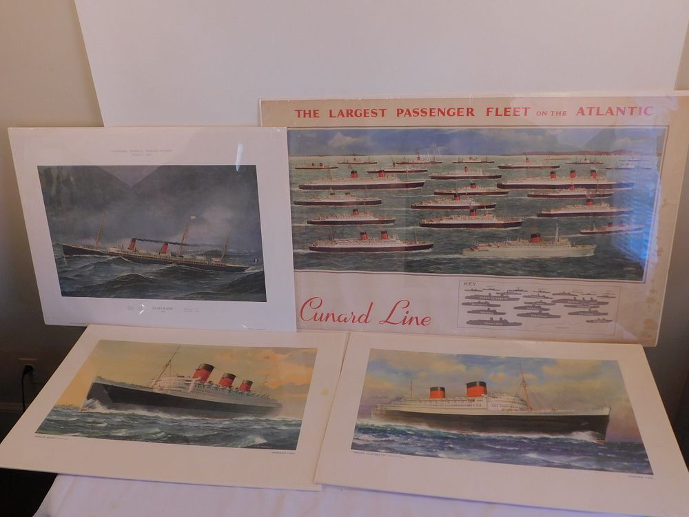 Appraisal: CUNARD LINE SHIP POSTERS Lot vintage advertising posters for Cunard