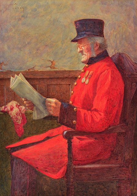 Appraisal: HENRY M TERRY Act - A Chelsea pensioner signed watercolour