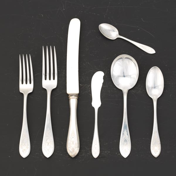 Appraisal: INTERNATIONAL SILVER COMPANY FLATWARE SET ADANAC PATTERN Totaling pieces including