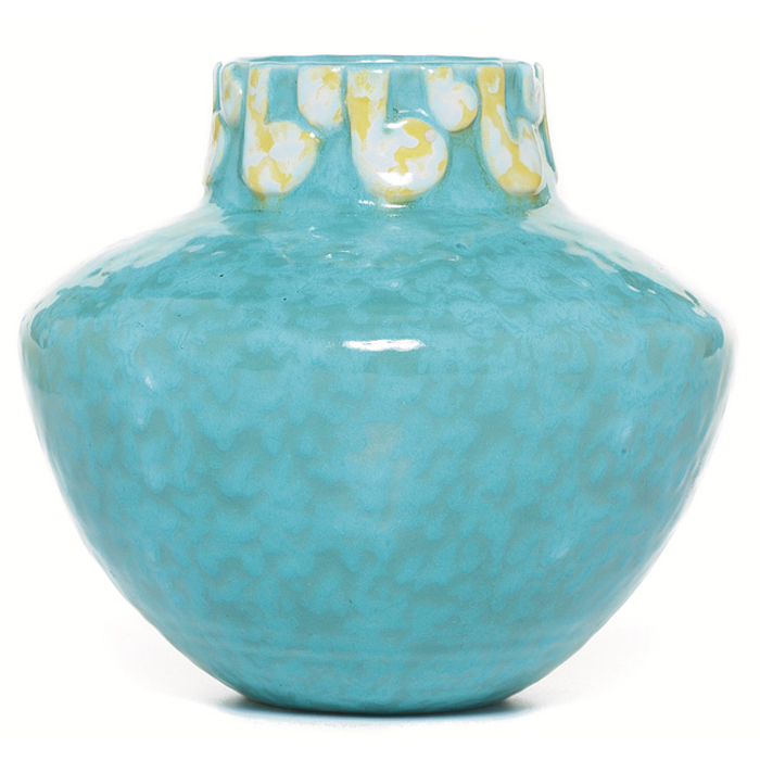 Appraisal: Roseville Imperial vase broad form covered in turquoise glaze with