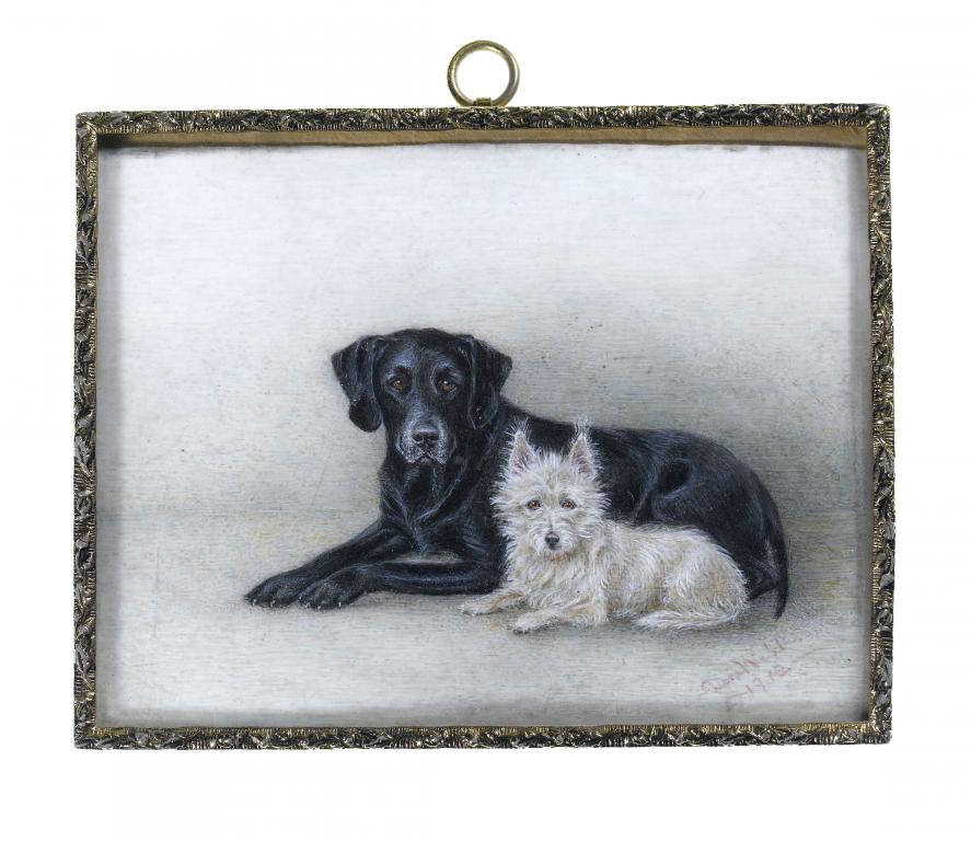 Appraisal: DORA WEBB RMS B A BLACK LABRADOR AND A TERRIER