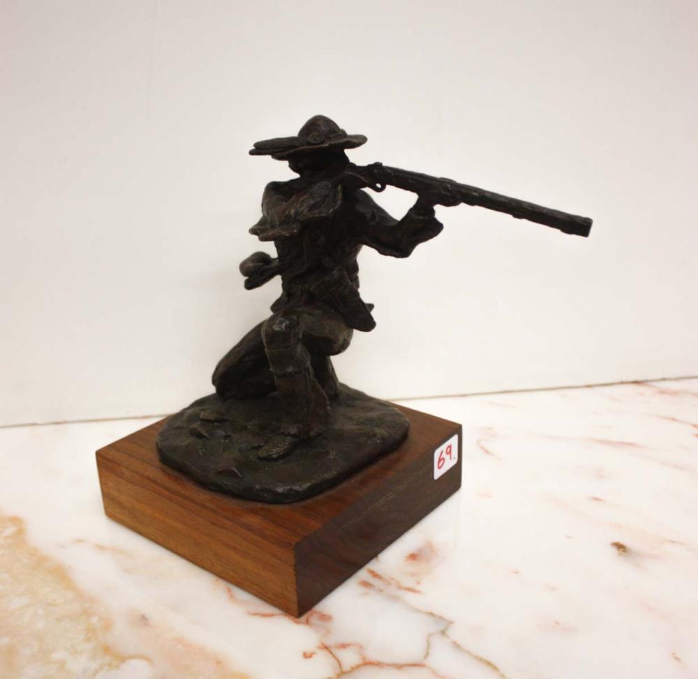 Appraisal: FRED FELLOWS Arizona California born bronze sculpture The Trapper man