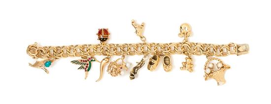 Appraisal: Sale Lot A Karat Charm Bracelet with Attached Charms consisting