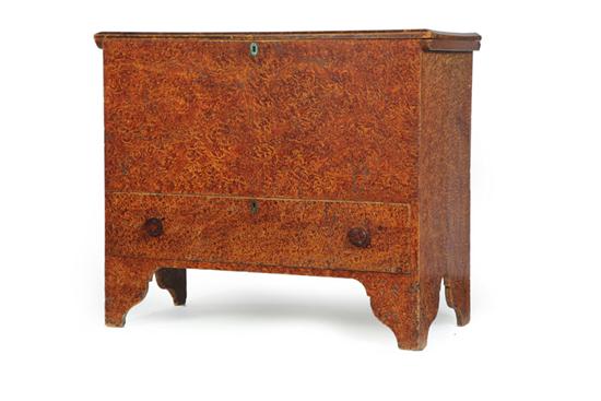 Appraisal: DECORATED MULE CHEST Pennsylvania th century pine Original brown vinegar