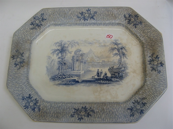 Appraisal: ENGLISH VICORIAN TRANSFERWARE PLATTER C printed in blue on white