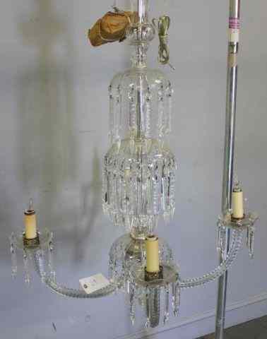 Appraisal: Large Waterford Style Cut Glass Chandelier with Arms Possibly crystal