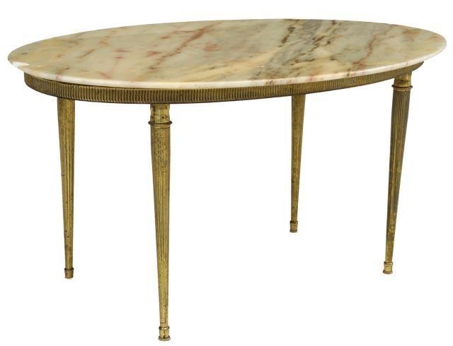 Appraisal: Italian onyx-top coffee table th c having oval stone top