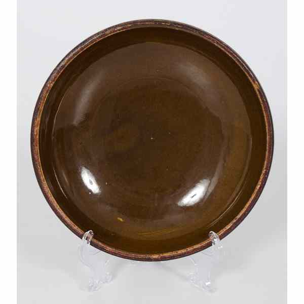 Appraisal: Redware Bowl American th century brown glaze redware bowl dia