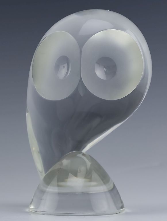 Appraisal: Steuben American Studio Art Glass Modernist Owl Steuben modernist owl