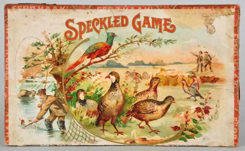 Appraisal: Speckled Game Cigar Box Lid Extremely rare lid Some minor