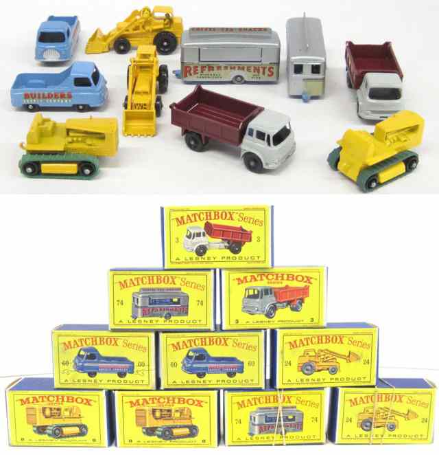 Appraisal: TEN MATCHBOX TOY VEHICLES including two each of numbers Bedford