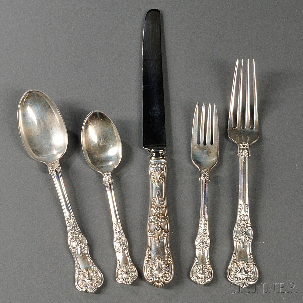 Appraisal: Tiffany Co English King Pattern Sterling Silver Flatware Service New