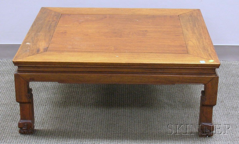 Appraisal: Asian Export Square Carved Hardwood Low Table ht wd in