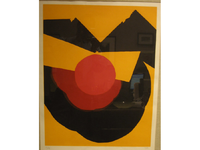 Appraisal: LUIS FEITO Orange black and red composition color lithograph pencil