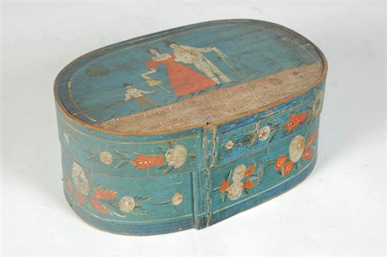 Appraisal: BRIDE'S BOX European st half- th century Oval bentwood box