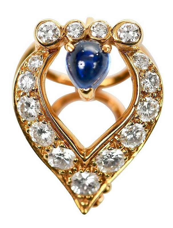 Appraisal: Eric Bertrand kt Diamond Sapphire Pendant and slide round brilliant