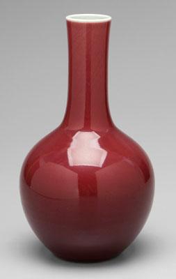 Appraisal: Chinese sang de boeuf vase bottle form deep red glaze