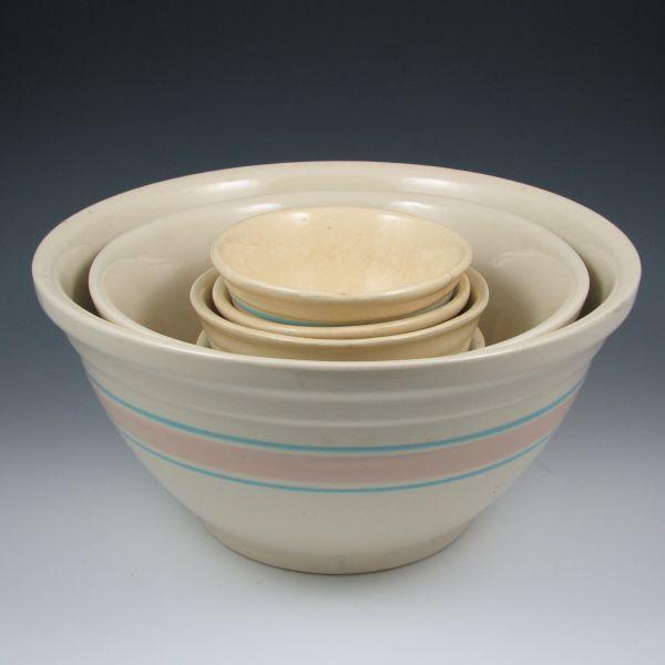 Appraisal: Six McCoy banded mixing bowls including two two and The