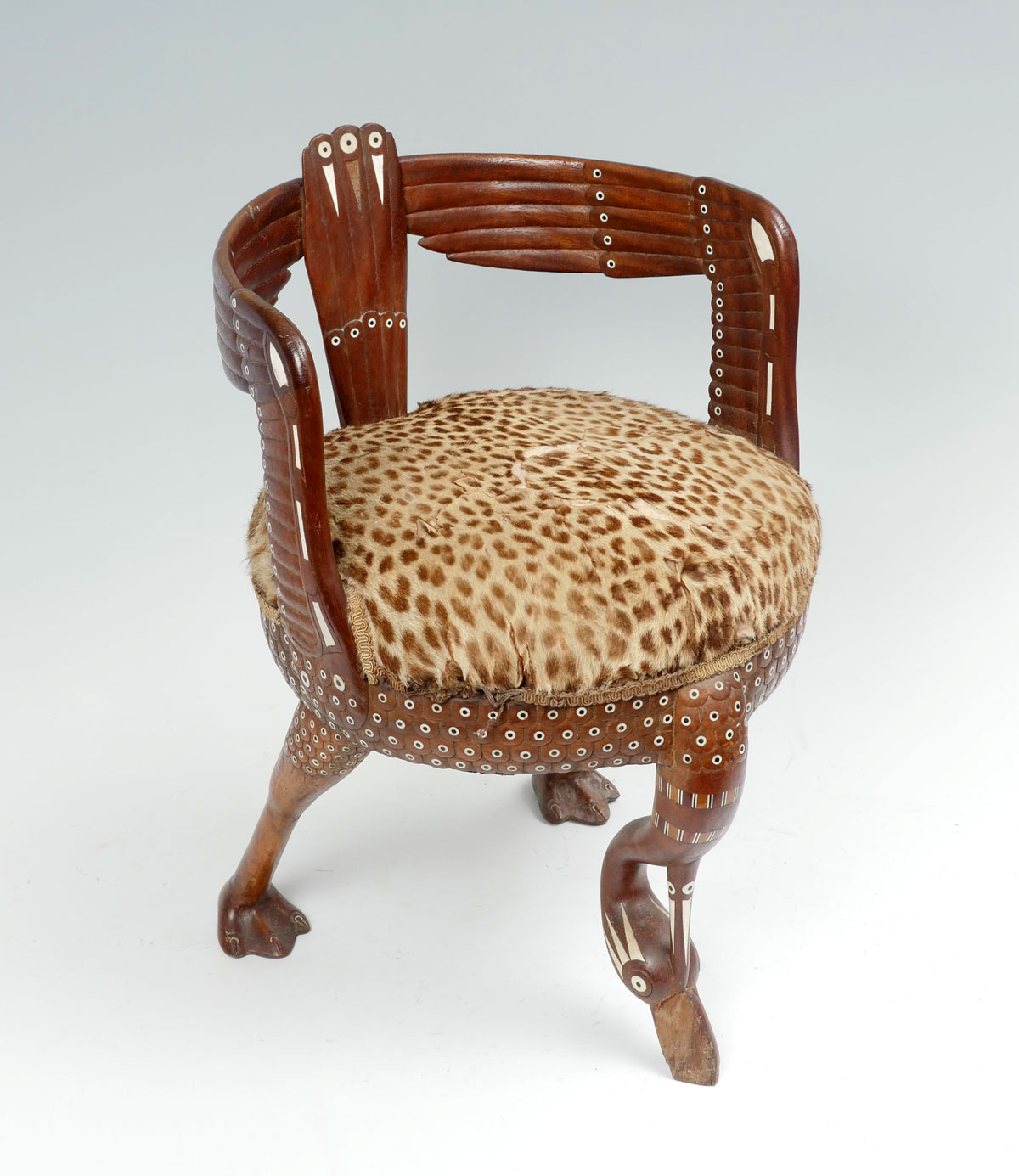 Appraisal: EGYPTOMANIA INLAID IBIS CHAIR Early th C Egyptian chair in