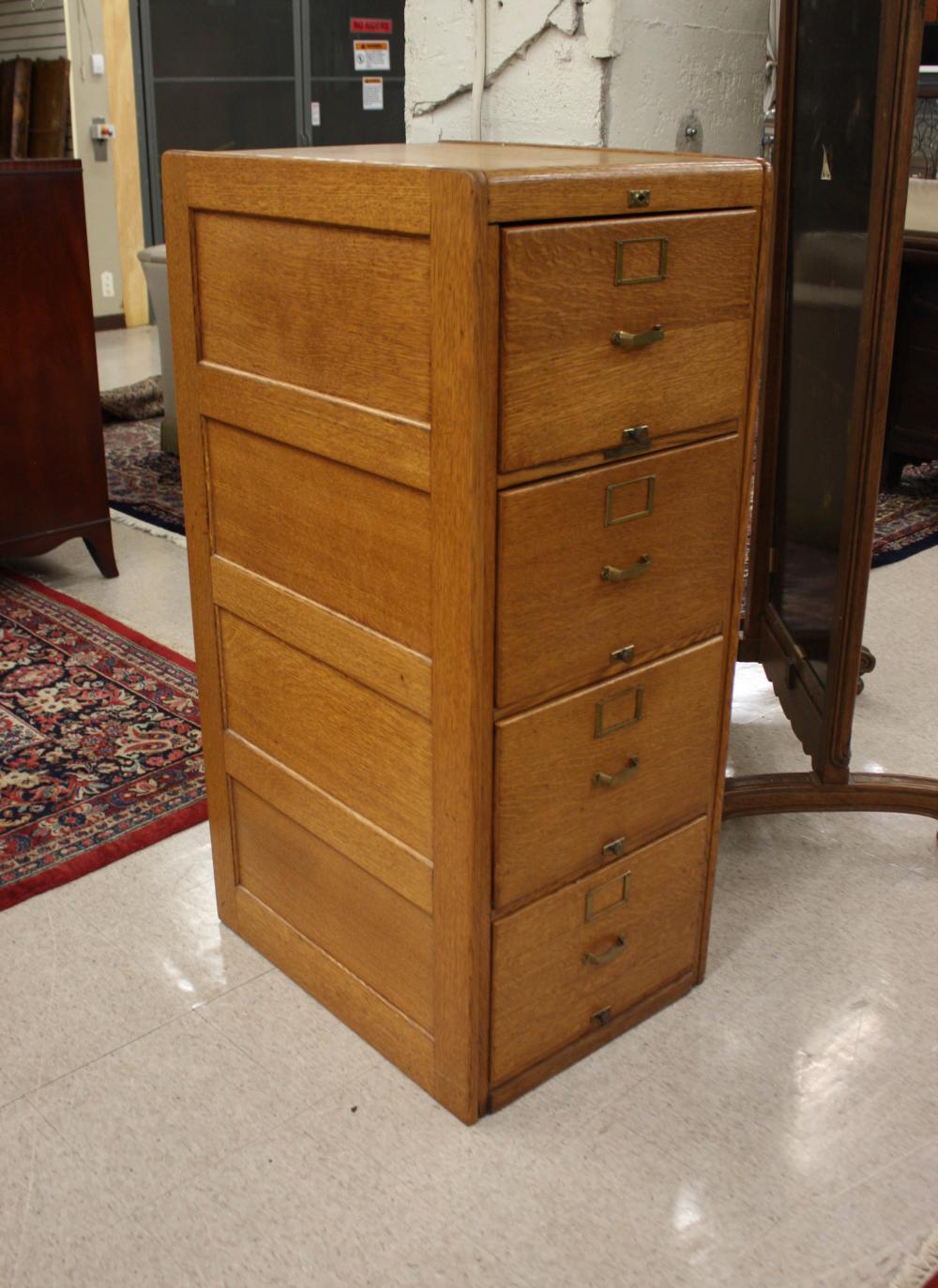 Appraisal: FOUR-DRAWER OAK FILE CABINET Library Bureau Co Melvil Dewey founder