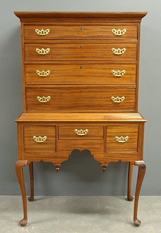 Appraisal: - New England Queen Anne mahogany two-piece highboy th c