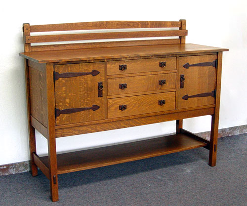 Appraisal: WARREN HILE STUDIOS ARTS CRAFTS SIDEBOARD Sideboard HSO with thru