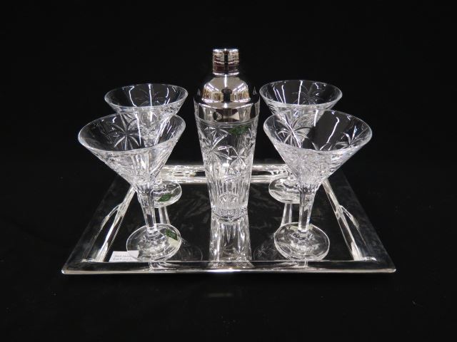 Appraisal: Shannon Crystal Martini Set palm tree decor includes glasses cocktail