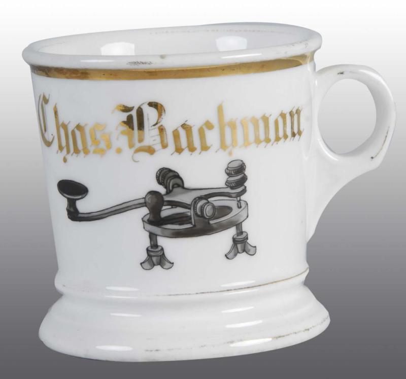 Appraisal: Occupational Shaving Barber Mug of Telegraph Description Polychrome paint Name