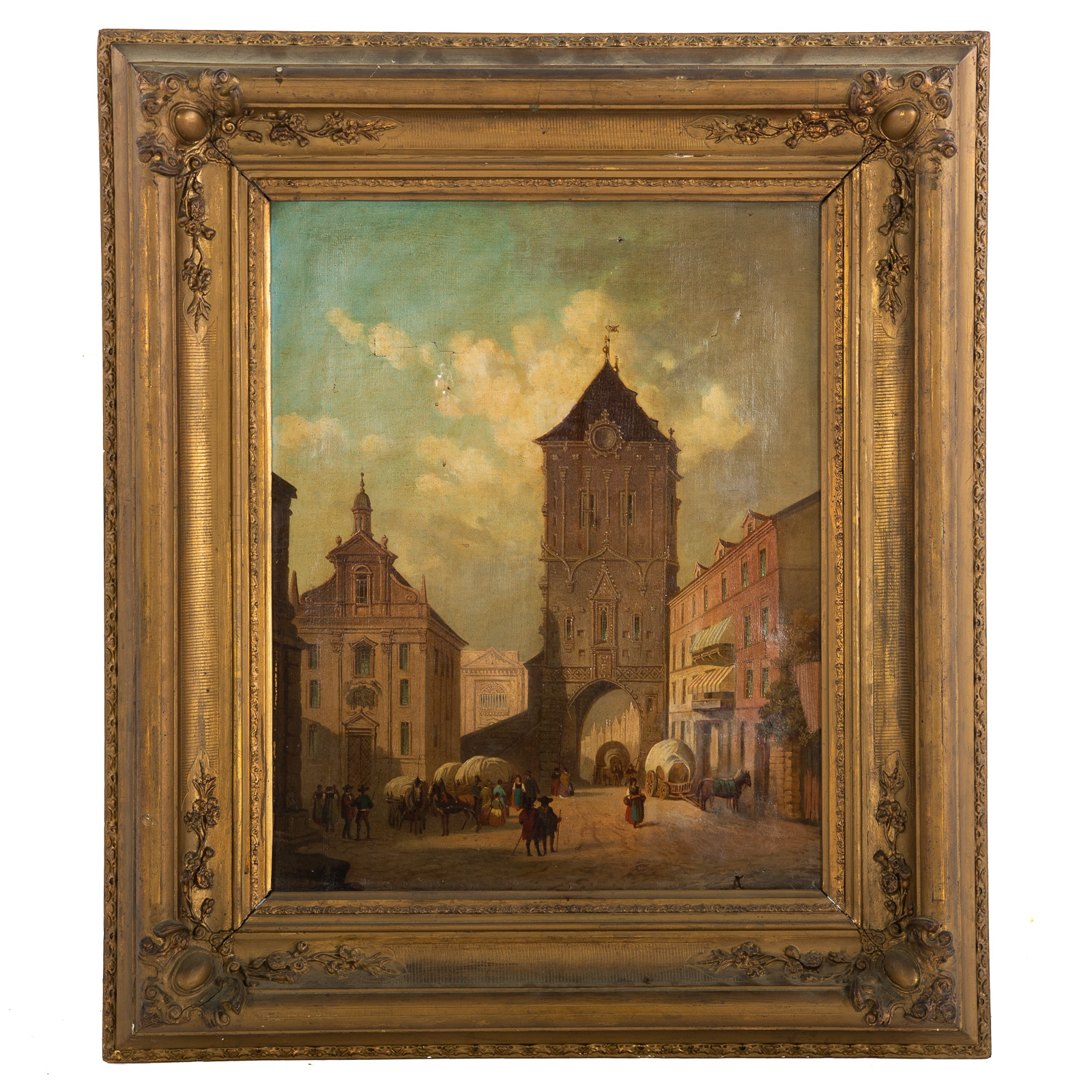 Appraisal: CONTINENTAL SCHOOL TH C STREET SCENE OIL Oil on canvas