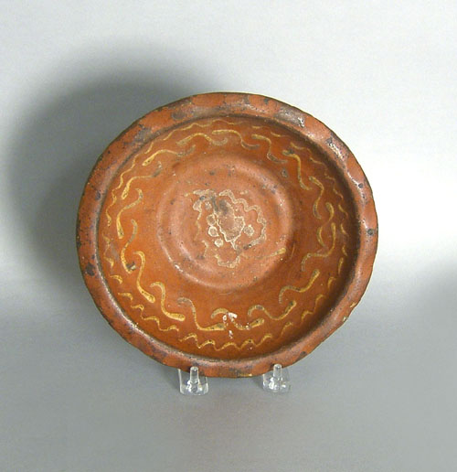 Appraisal: Redware bowl th c with slip decoration dia