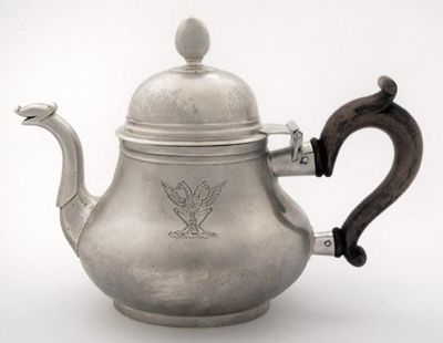 Appraisal: A George I provincial tea pot of oval baluster form