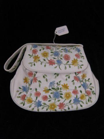 Appraisal: Embroidered Handbag floral on white x